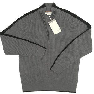 NEW $250 Icebreaker Merino Lodge Sweater!  Gray With Black Detailing  Zip Neck